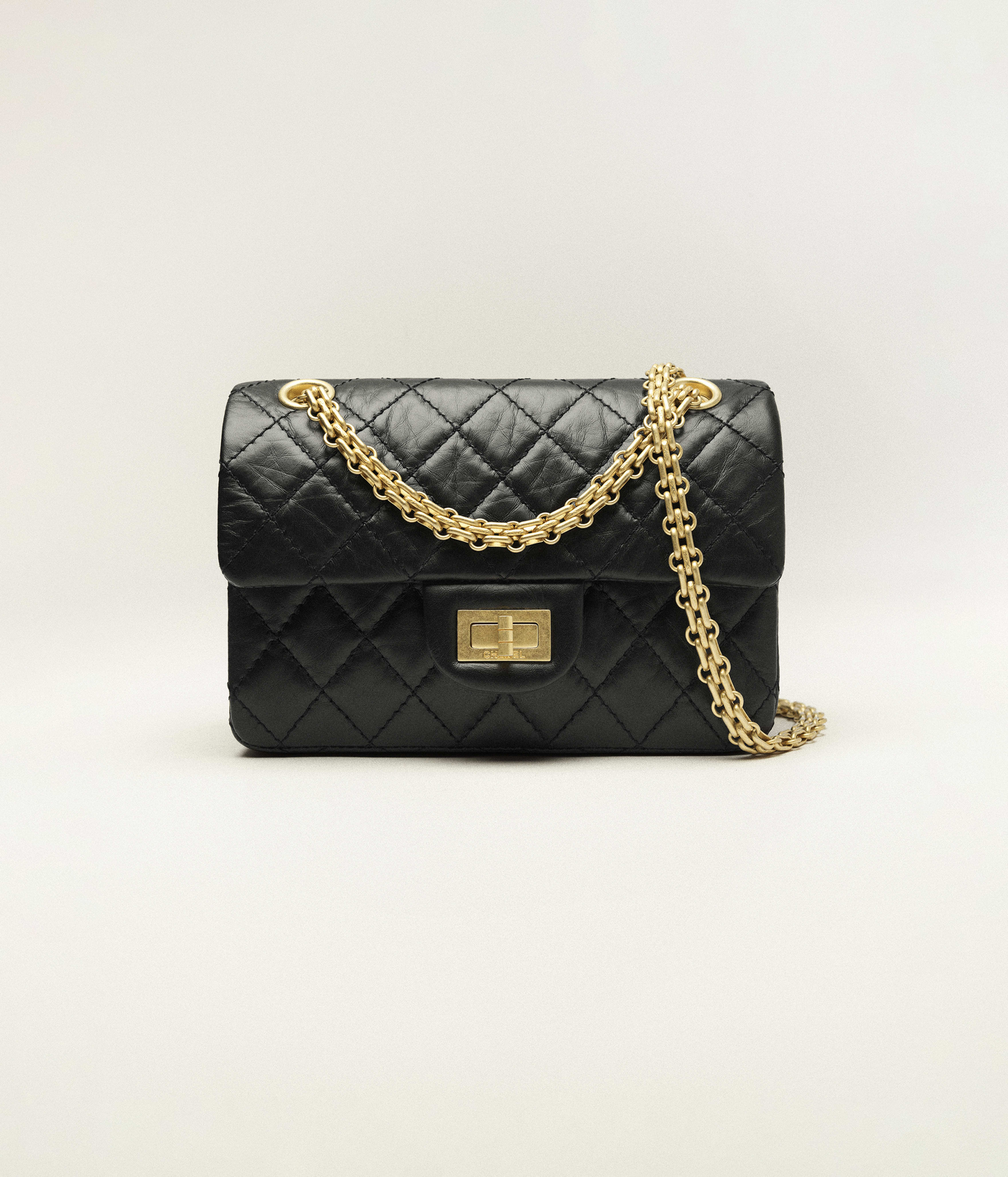 Mini sac 2.55 - Noir - Veau vieilli & métal doré - vue artistique